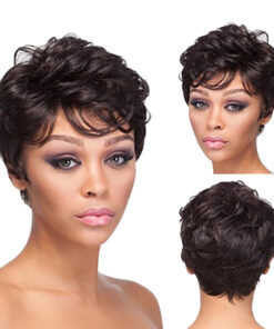 Short Curly Synthetic Wigs, Black Natural Hair Wigs for black Female