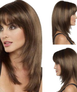 Layered Synthetic brown Full wig