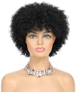 Afro Wigs for Black Women Human Hair Short Afro Kinky Curly Wigs Human Hair Bouncy Fluffy Natural Looking