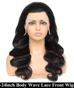 Body Wave Lace Front Wigs Human Hair Pre Plucked 13×4 HD Transparent Lace Frontal Wig with Baby Hair 150% Density Brazilian Virgin Human Hair Lace Front Wigs for Black Women (24inch,Natural Black)