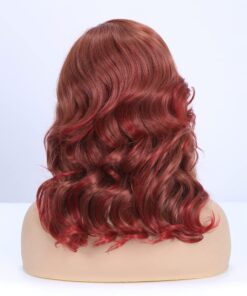 Lady Miranda Loose Wave Lace Part Mixed Red Wig Nature Curly Synthetic Heat Resistant Weave Full Wigs for Women (350#)