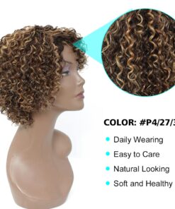 Short Curly Human Hair Wigs for Black Women HUA P4/27/30 Short Curly Wigs for African American Glueless Human Hair Wigs