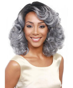 Full Wig, Short Curly Grey Synthetic Wig