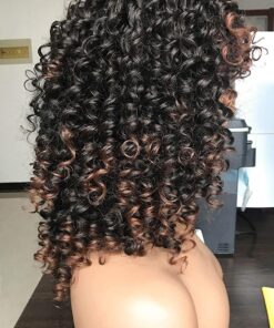 PRETTIEST Afro Curly Wigs Black with Warm Brown Highlights Wigs with Bangs for Black Women Natural Looking for Daily Wear (Ombre Brown)