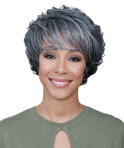 Full Bangs Grey Short Curly Wig