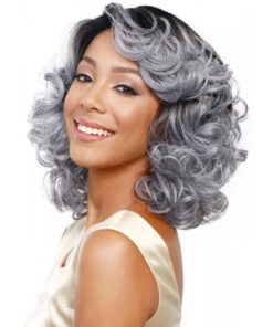 Full Wig, Short Curly Grey Synthetic Wig